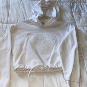 Guess cropped drawstring hoodie
